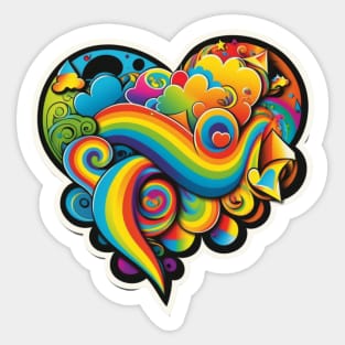 Groovy Psychedelic Heart Sticker